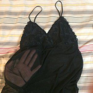 Black Lace Sheer Nightie Lingerie Slip